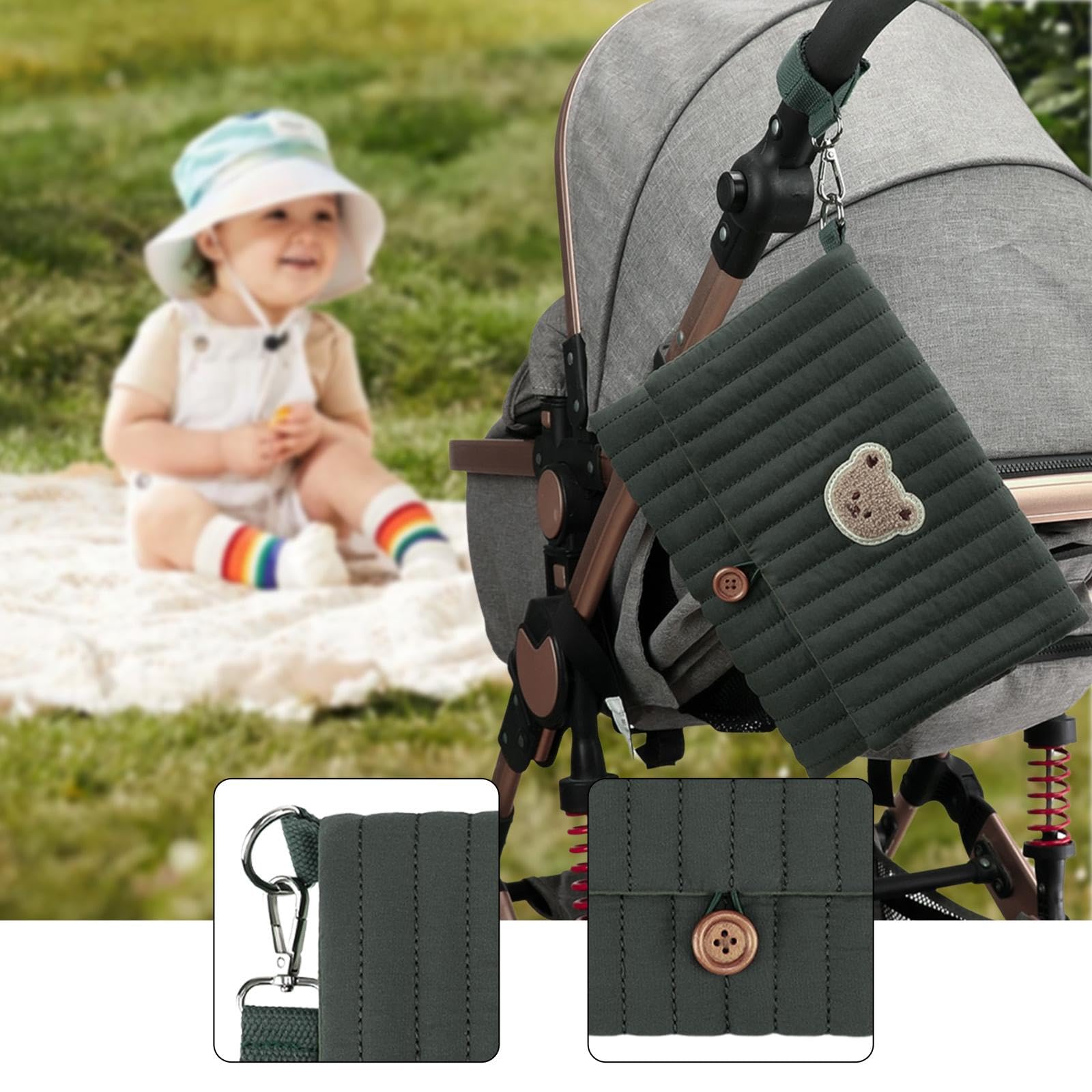 Borsa Organizer Pieghevole per Pannolini in Tessuto, Borsa da Viaggio Multifunzionale per Pannolini per Campeggio, Verde
