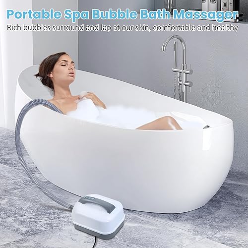 Miniatura 6 de Tapete de baño portátil de burbujas para spa, tapete de baño de burbujas de cuerpo completo con control remoto y almohada, bomba de aire eléctrica y