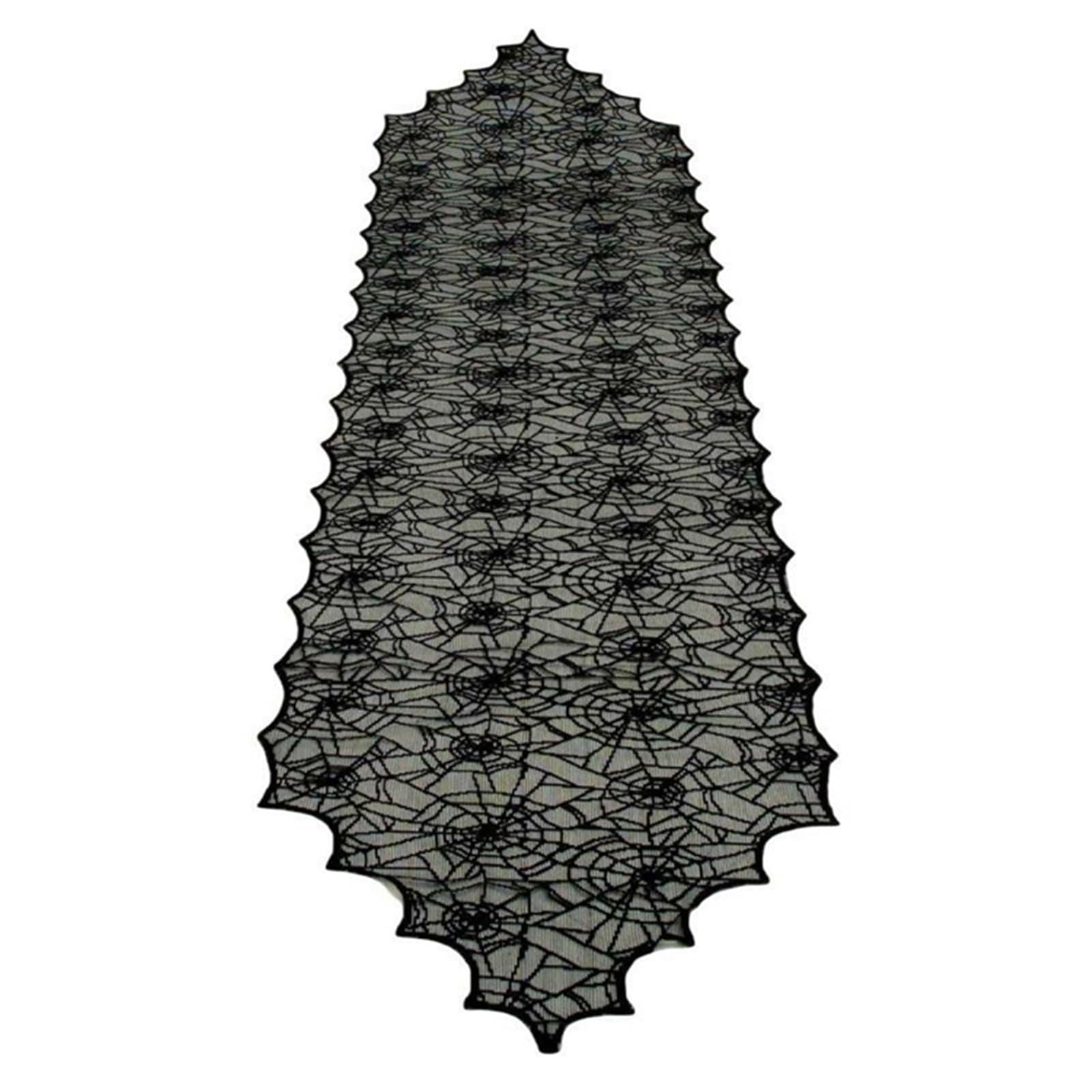 Festives Halloween Table Runner, Black Laces Cobwebs Tablecloths Accent for Dinner Parties Festives Home Decoration