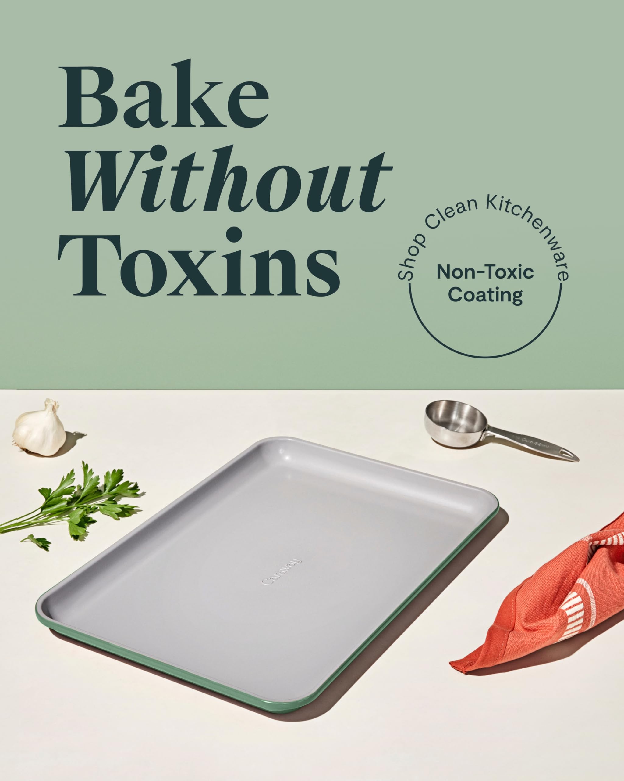 Caraway Non-Stick Ceramic Baking Sheet - Naturally Slick Ceramic Coating - Non-Toxic, PTFE & PFOA Free - Perfect for Baking, Roasting, and More - Medium (15" x 10") - Sage Product Image 2