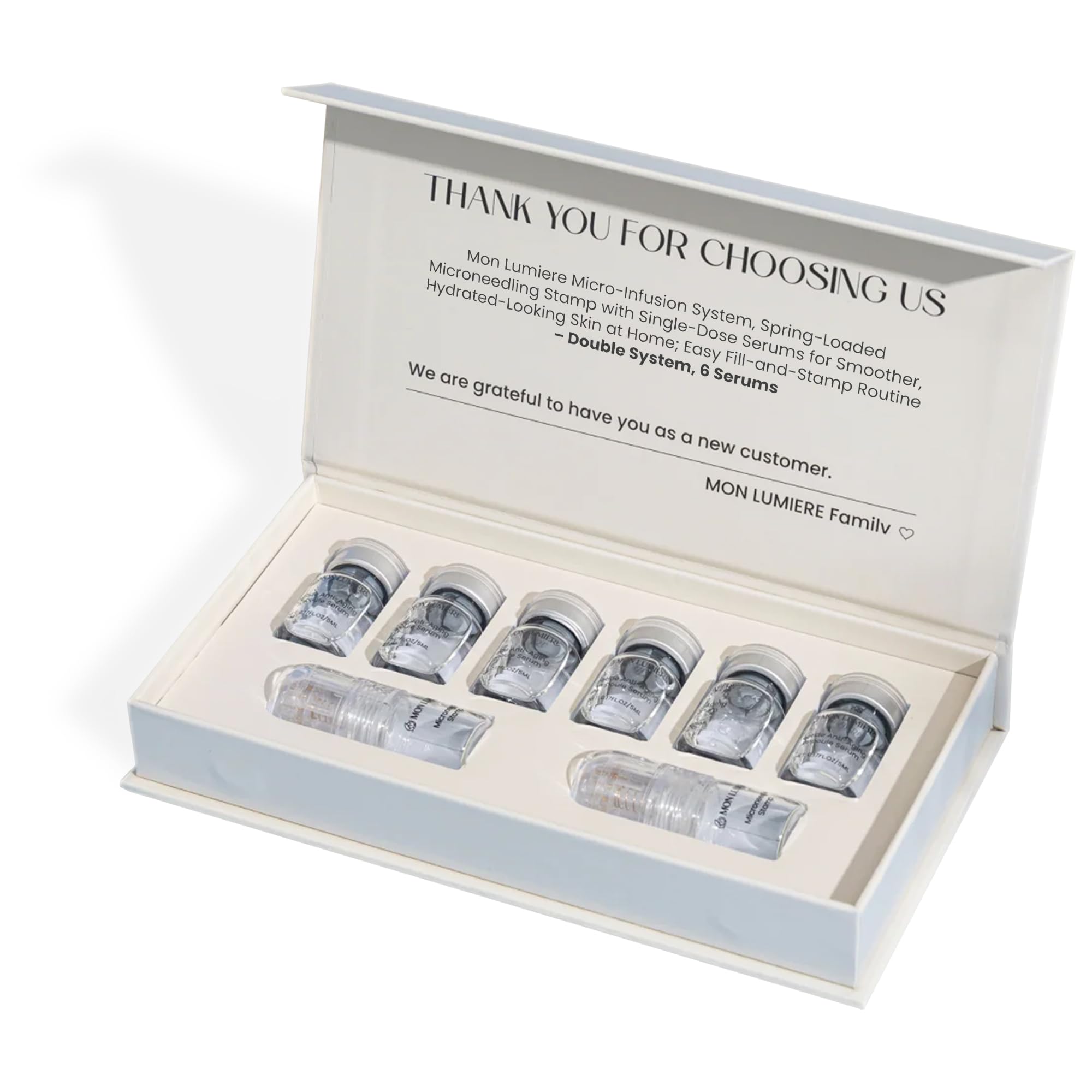 Mon Lumiere Micro Infusion System for Face Gold Spring-Loaded Facial Stamp with PDRN Peptides At-Home Skincare Kit for