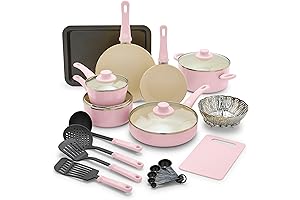 GreenLife Nonstick 18 Piece Pink Pots and Pans Set