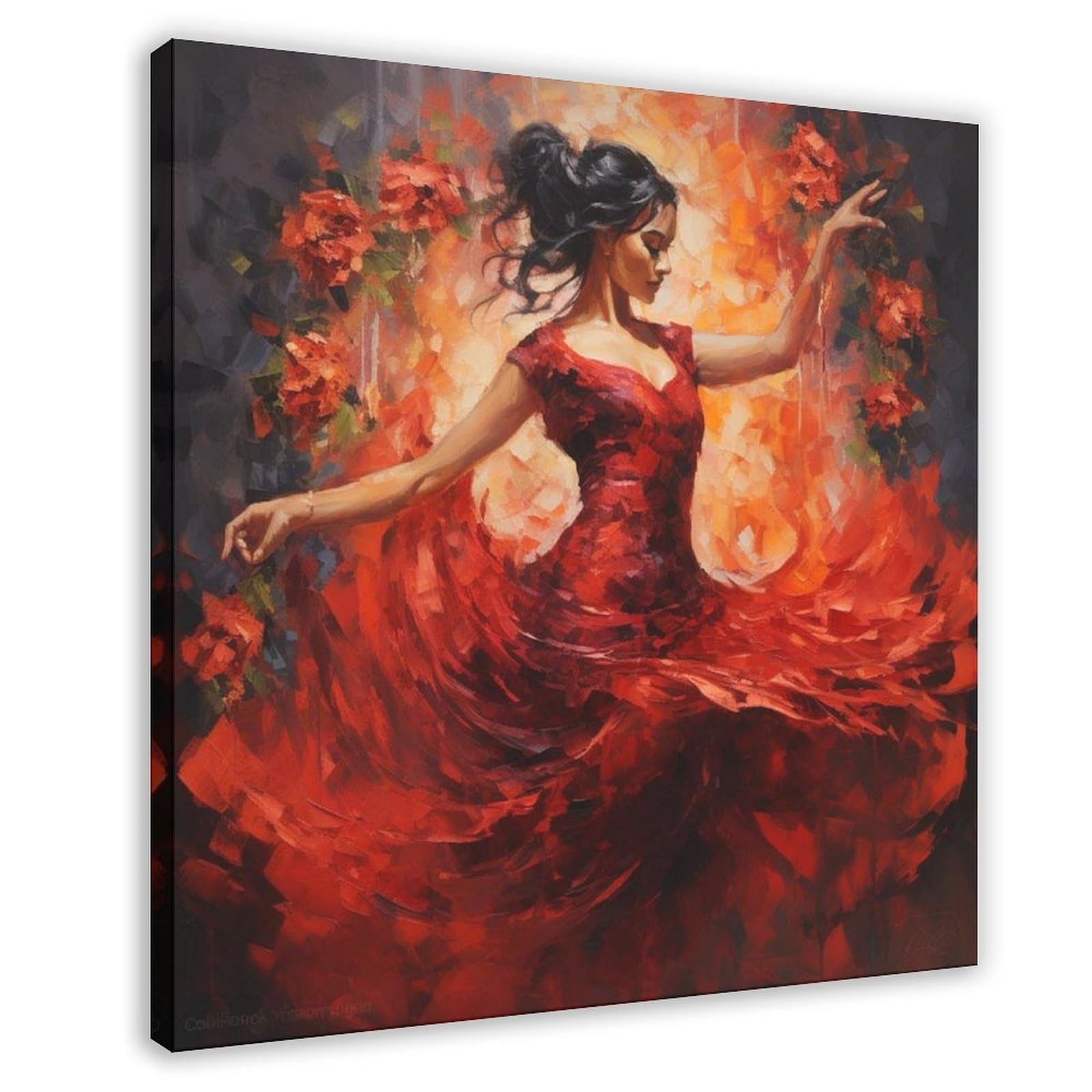 Flamenco Dancer Poster Canvas Poster Bedroom Decor Landscape Office Room Decor Gift 16x16inch(40x40cm)