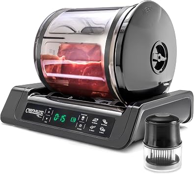 STX International Chefs Elite Vacuum Marinator & Tumbler | Marinate Meat & Vegetables in 15 Minutes | Adjustable Timer | Auto Shut-Off | Meat Tenderizer Included