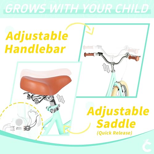 Miniatura 52 de Bicicleta para niños de 2 a 12 años de edad, niñas y niños de 12, 14, 16, 18 y 20 pulgadas, bicicletas retro con ruedas de entrenamiento, anillo de