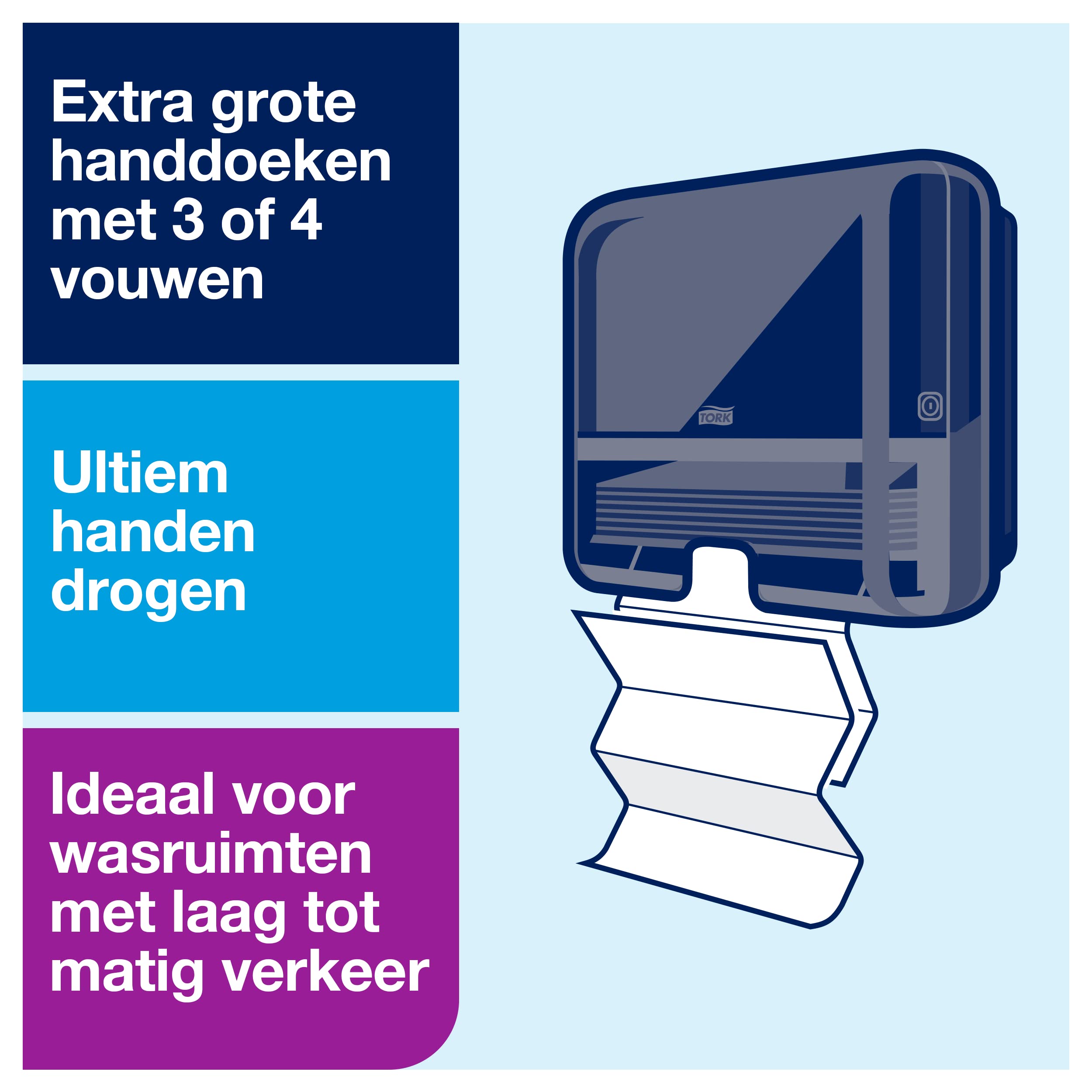 Tork mini dispenser voor C-vouw en Z-vouw papieren handdoeken 553100 - Compacte H3 handdoek dispenser voor de uitgifte van enkele gevouwen handdoeken, wit