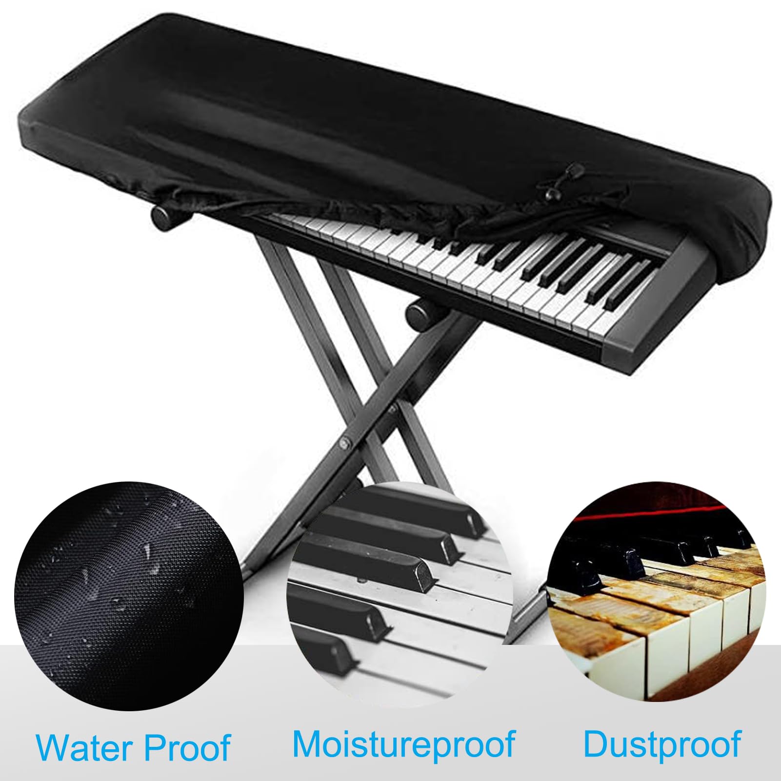 Copertura Per Pianoforte Digitale 88 Tasti - Anti Polvere In Pelle PU, Nero, Con Leggio - Foto 9