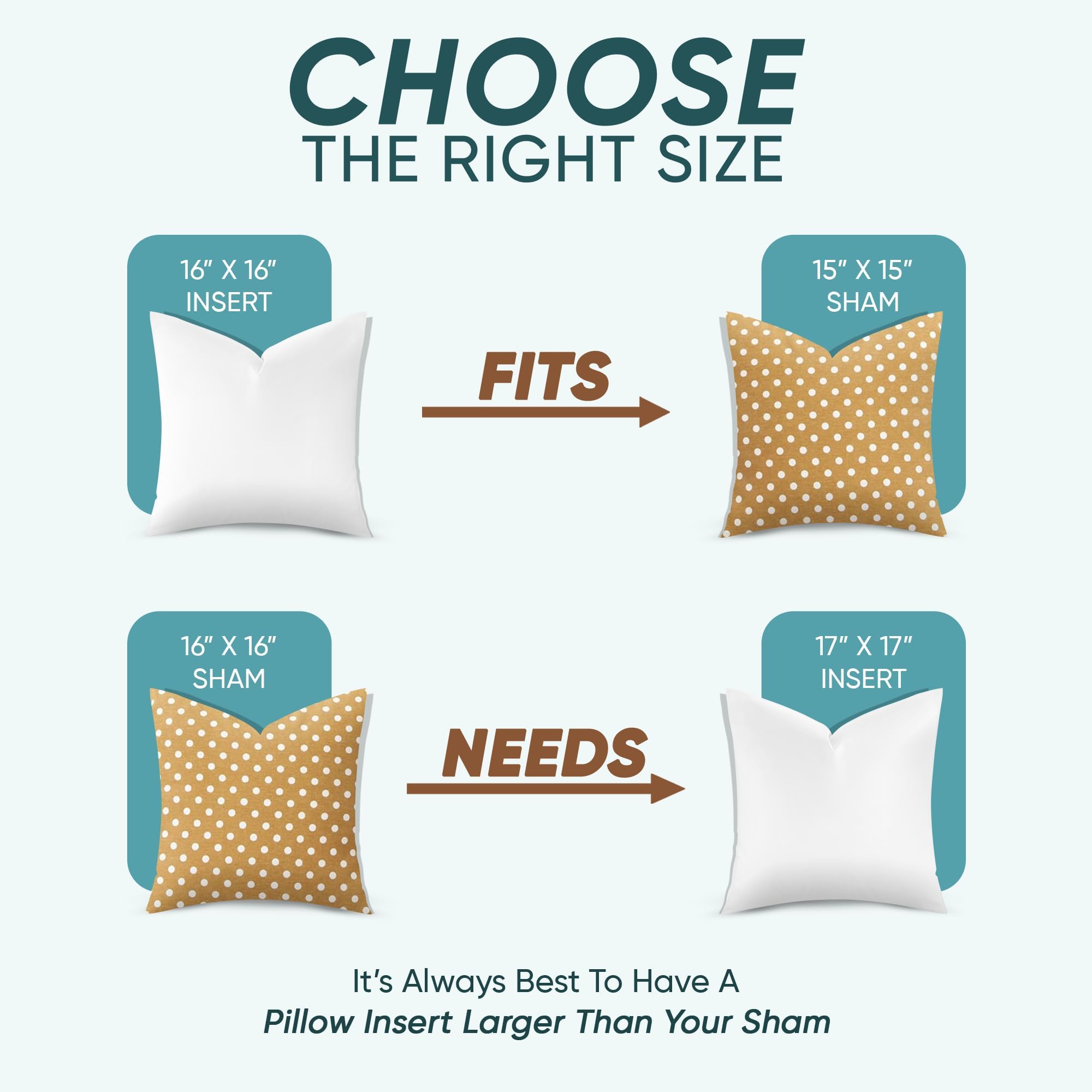 Pillowflex Synthetic Down Pillow Insert - 16x16 Down Alternative Pillow, Ultra Soft Body Pillow, Large Standard Body Bed Sleeping Pillow - 1 Decorative Pillow Form