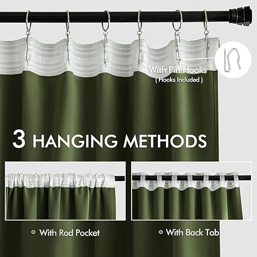 Miniatura 244 de MIULEE Cortinas Opacas de Pestaña Trasera Verde Salvia de 84 Pulgadas de Largo, Juego de 2 Paneles para Sala de Estar y Dormitorio, Privacidad