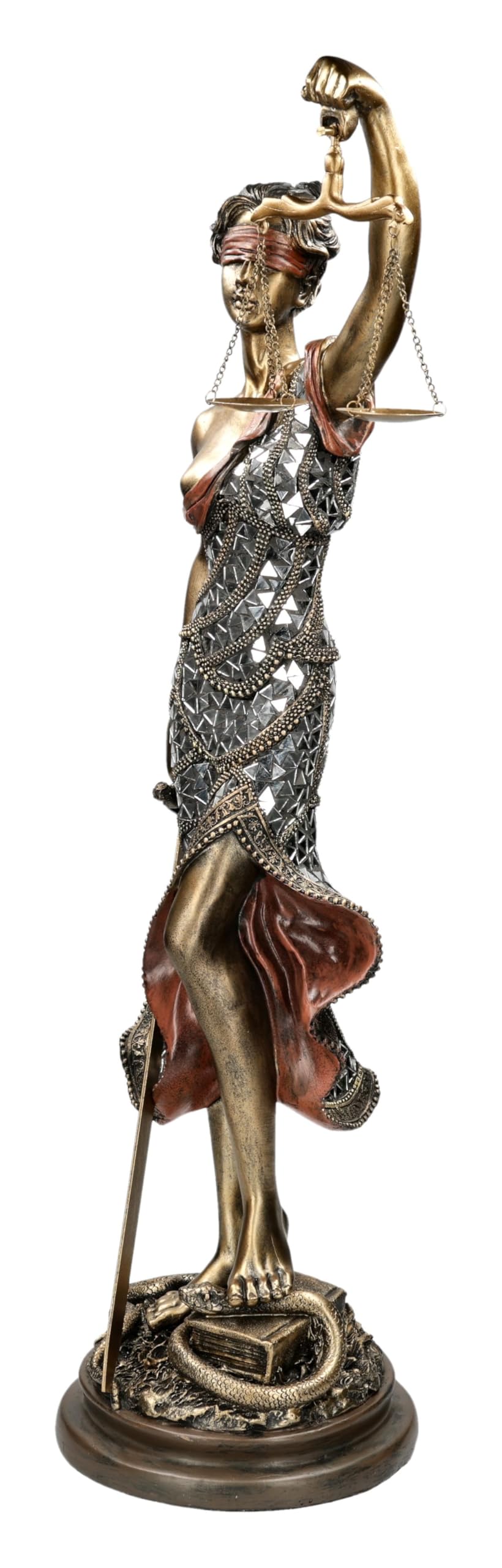 Figuren Shop GmbH Justitia Figur – Moderne Darstellung der Göttin der Gerechtigkeit (82 cm) – handbemalte Kunststein-Skulptur – Edle Deko für Kanzlei, Büro & Notariat – Geschenkidee für Juristen