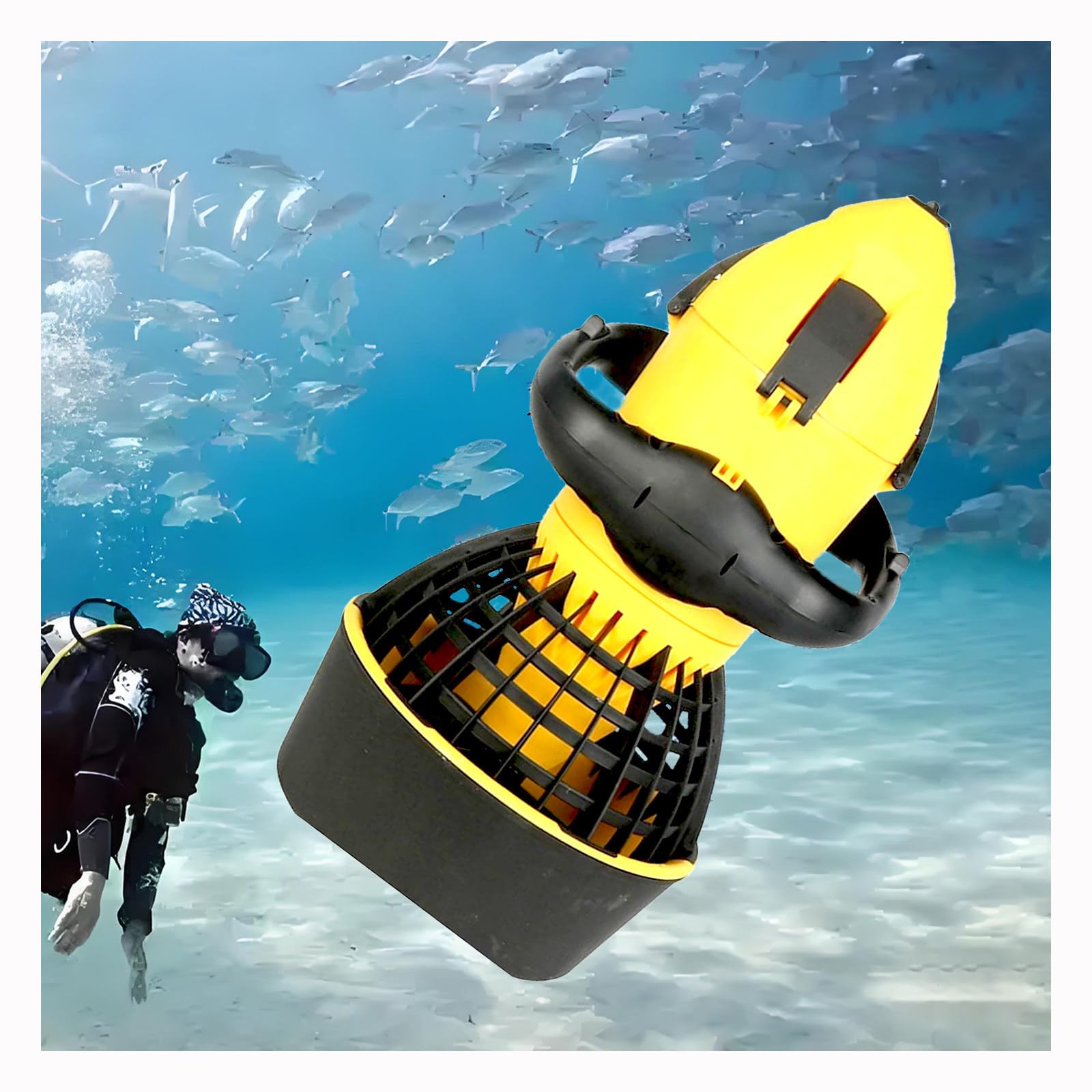 Sea Scooter - Impulsor de agua eléctrico para buceo, esnórquel, aventuras en la piscina, mango estable, batería de litio desmontable, motor sin escobillas