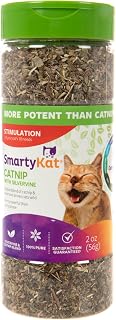 SmartyKat Catnip & Silvervine Cat Attractant - Potent 2oz Resealable Shaker for Finicky Cats, Energetic Play Aid