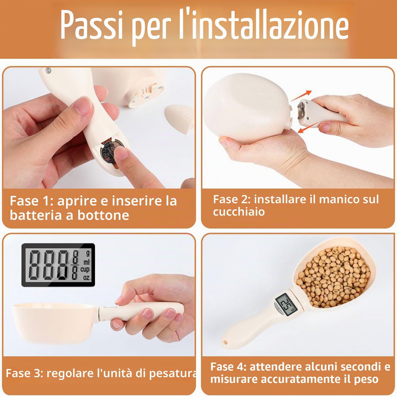 Cucchiaio Bilancia per Cibo per Cane Gatto,Cucchiaio Digitale con Display LCD,cucchiaio del cibo per cani elettronico portatile della paletta dell'alimento per animali domestici(Porta 1 corda appesa)