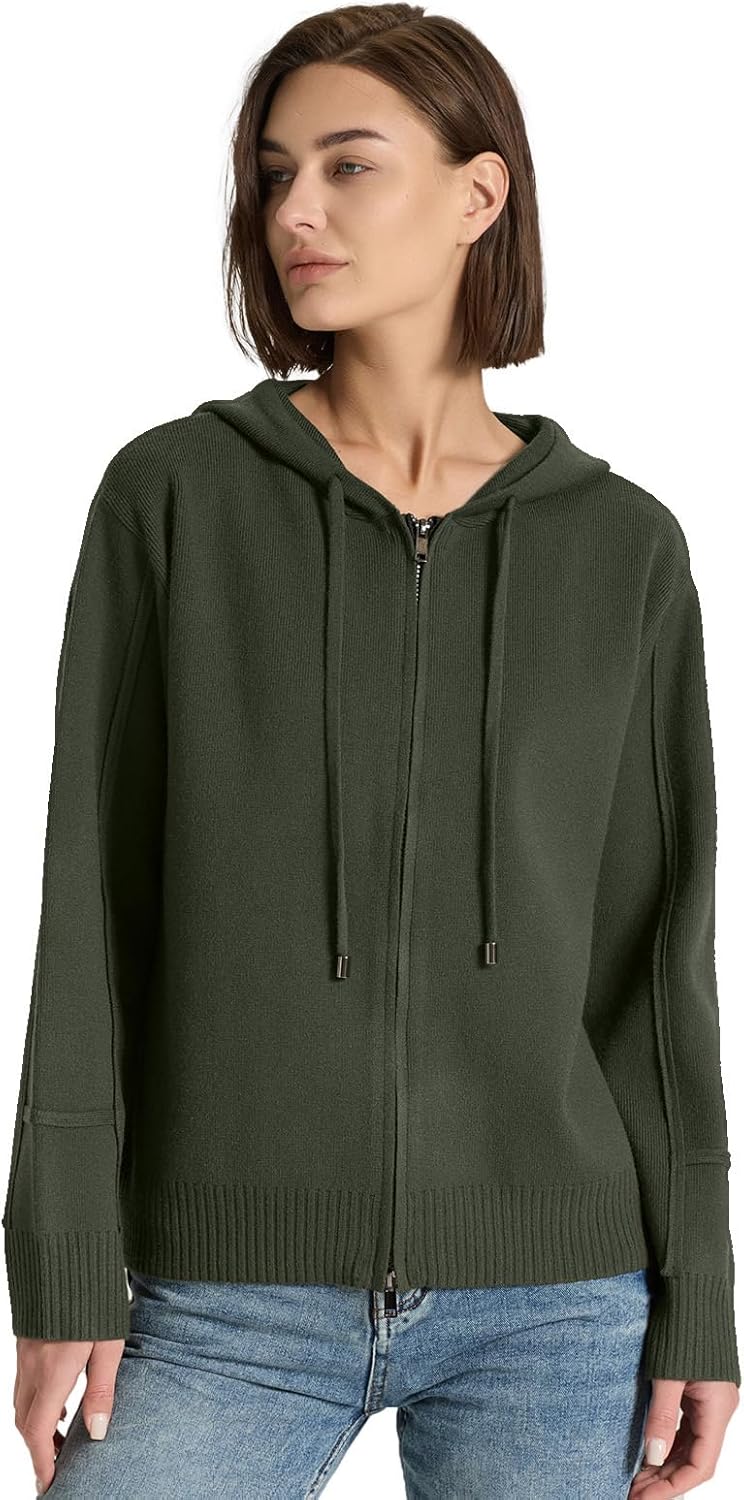 Women’s Full Zip Up Hoodies Soft Knit Sweaters Drawstring Long Sleeve Casual Trendy Oversized Cardigans - Image 6