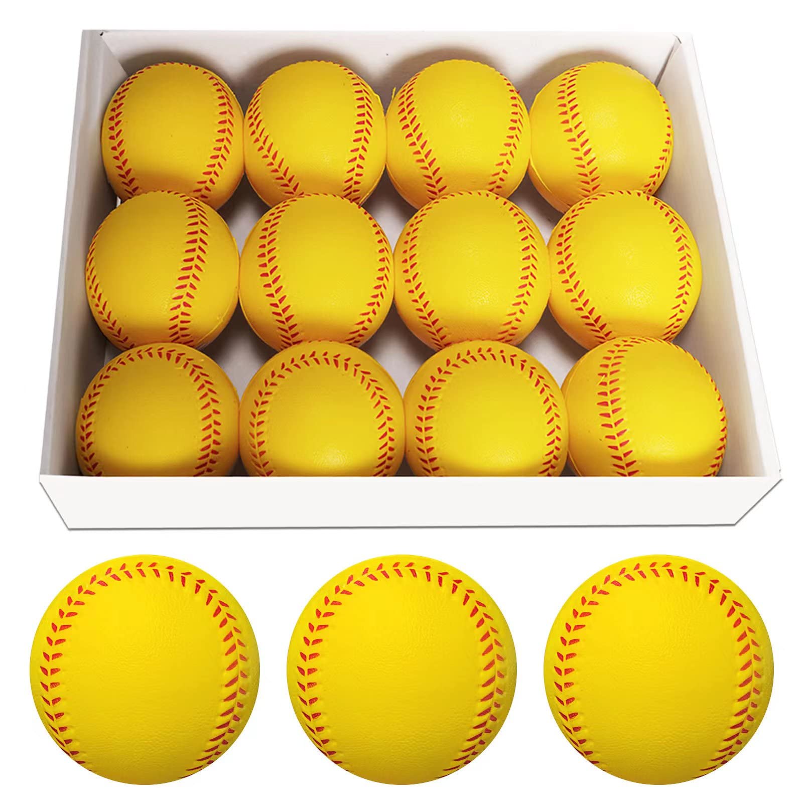 Baisidiwei Soft Baseballs, Foam Training Baseball 12 Pack for Kids Regulation Size Foam Baseballs for Soft & Safe Throwing, Catching and Batting Practice