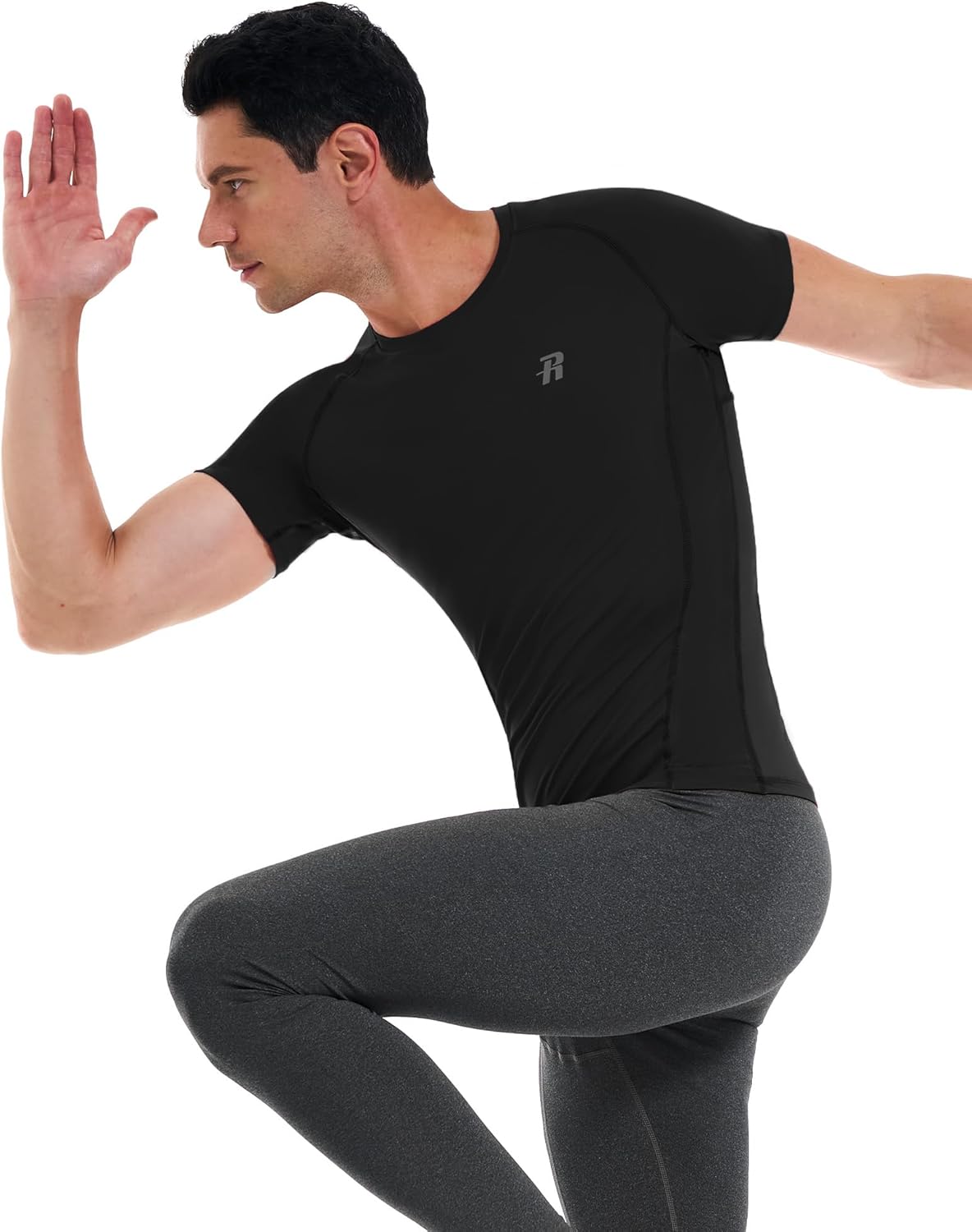 Runhit 3 Pack Men's Compression Shirts Short Sleeve Athletic T Shirt Cool Dry Workout Tops Sports Base Layer Undershirt - Image 6