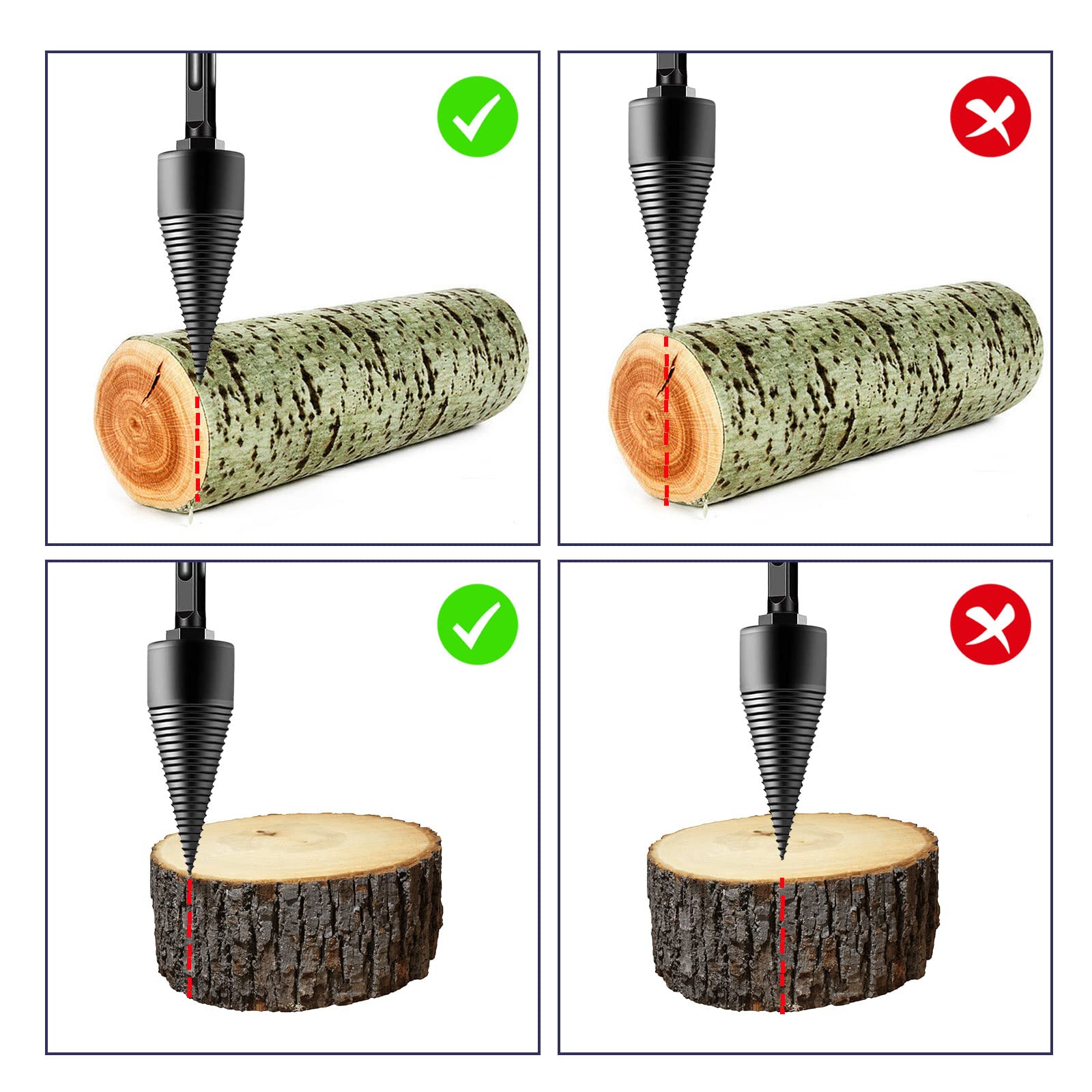 Foret Fendeur De Bûches DIYEAH - 32 Mm, Acier Haute Résistance, Poignée Carrée/ronde Pour Marteau électrique