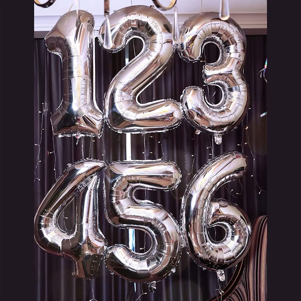 Foil Globo Número 5 Azul 40" (101cm), Inflable Helio o aire, Gigante Numeros 0-9, 10-19, 20-29, 30-100, Grande Globos Decoración para La Boda Aniversario y Cumpleaños Fiestas — view 110