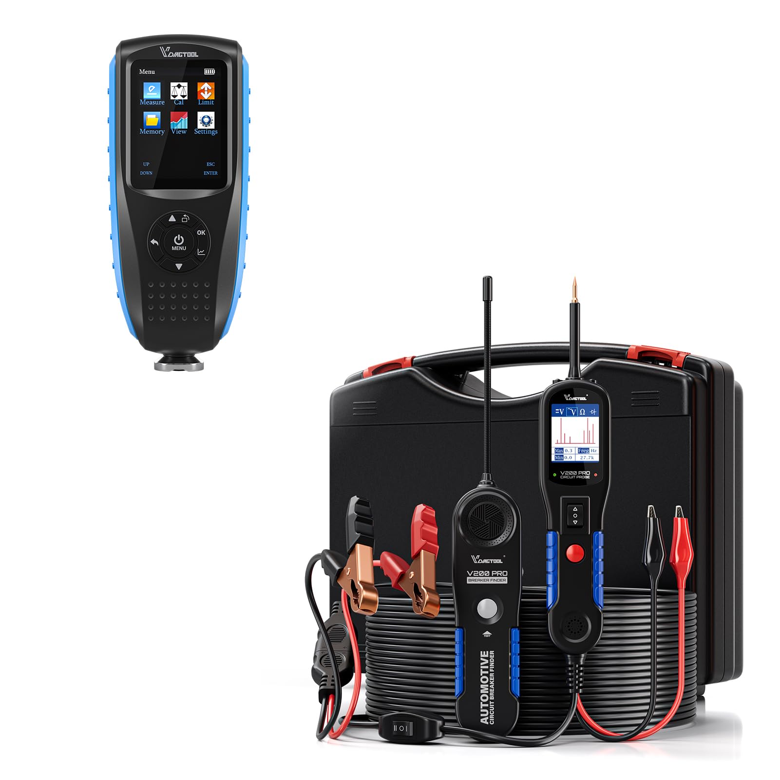 VDIAGTOOL V200 Pro Automotive Power Circuit Probe Tester Breaker Finder Tool with VC300 Car Coating Thickness Gauge