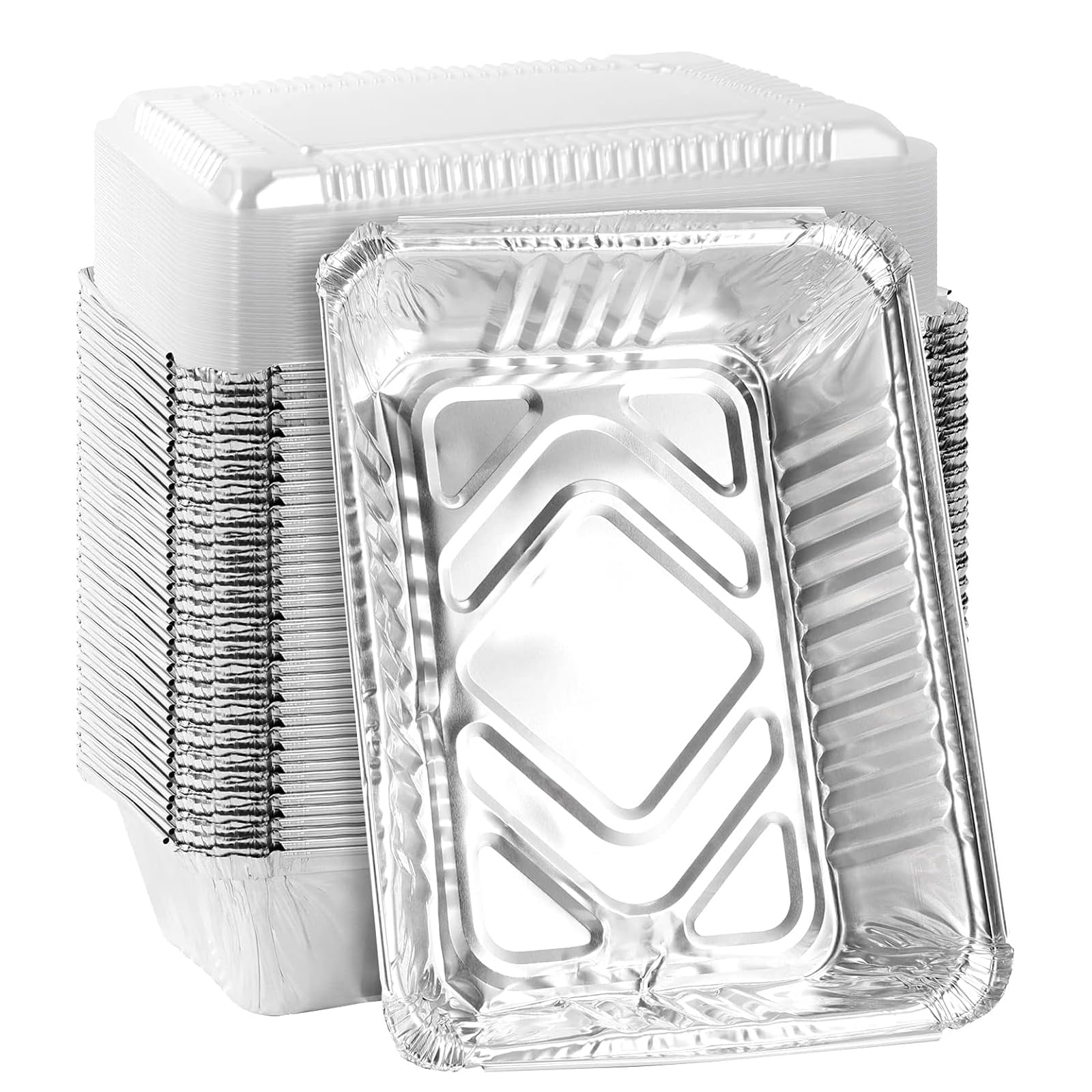 100 Pack Aluminum Loaf Pans With Lids - Disposable Food Containers, 7.8x4.53x2.17 In, Great For Meal Prep