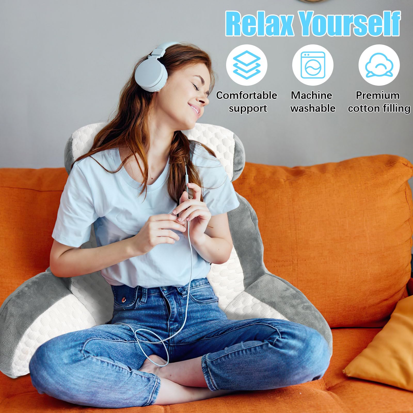 Mzvoo Viroxa XXL Relax Rückenstützkissen,Rückenk Produktbild-Vorschau 2
