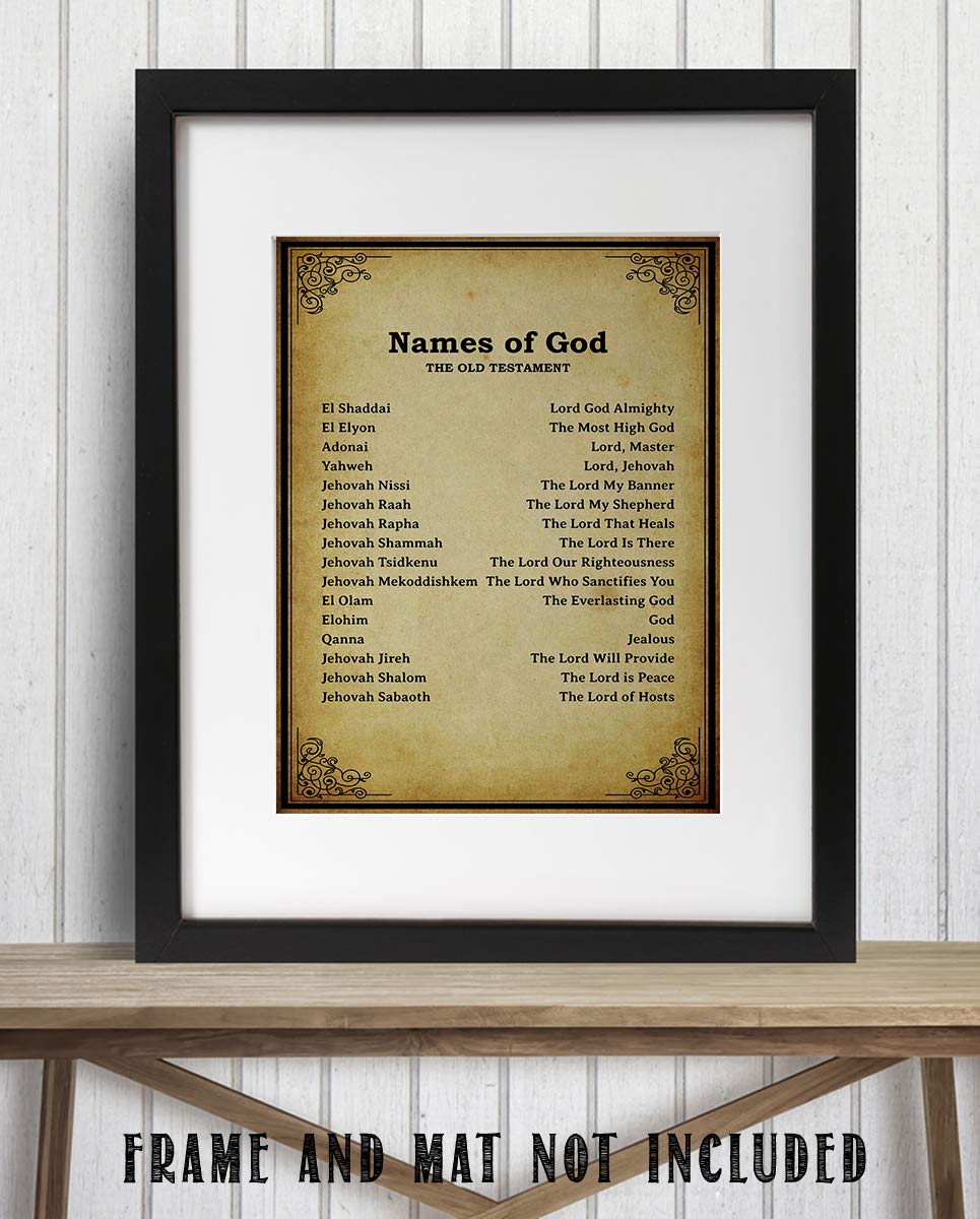"Names of God Old TestamentMeanings" Bible Wall Art. 10 x 8