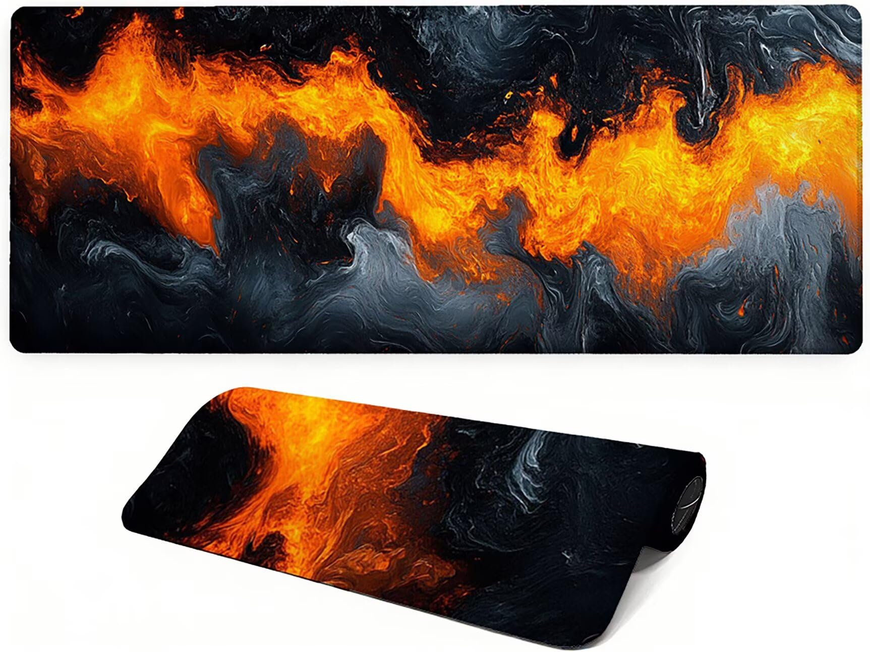 Lejnlnng Podkładka pod mysz do gier XXL, 120x60cm - Mata na biurko w kolorze pomarańczowym, wodoodporna podkładka pod mysz XL szara, antypoślizgowa gumowa podkładka pod mysz z przeszytymi krawędziami
