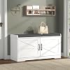 White Shoe Storage Bench with Seat, Shoes Cabinet Bench with 2 Doors, Shoe Rack Storage with Cushion for Entryway Hallways, Living Room, Bedrooms, Corridors, 35 x 100 x 50 CM
