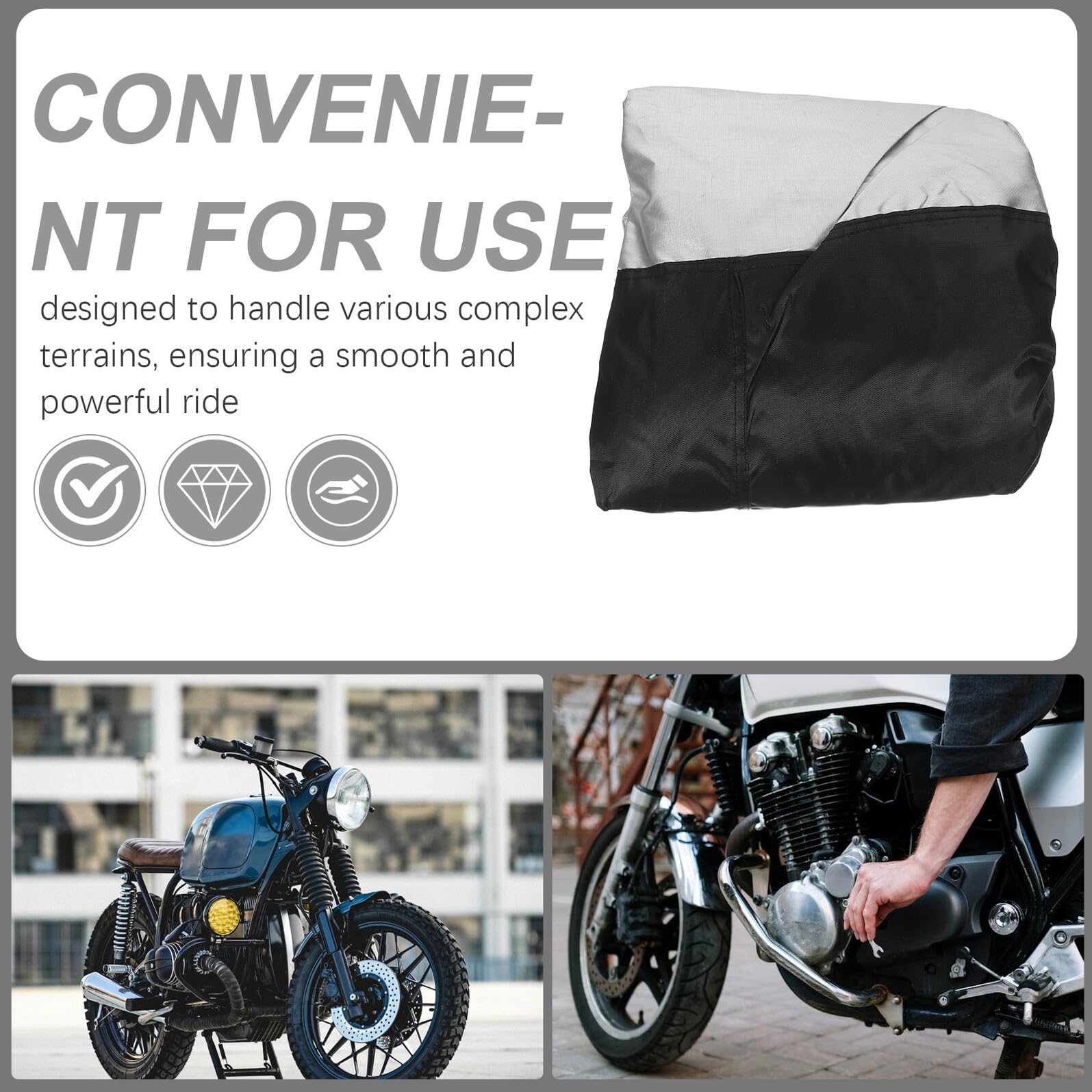 Motorradabdeckung XXL 245x105x125cm aus Oxford für Draußen