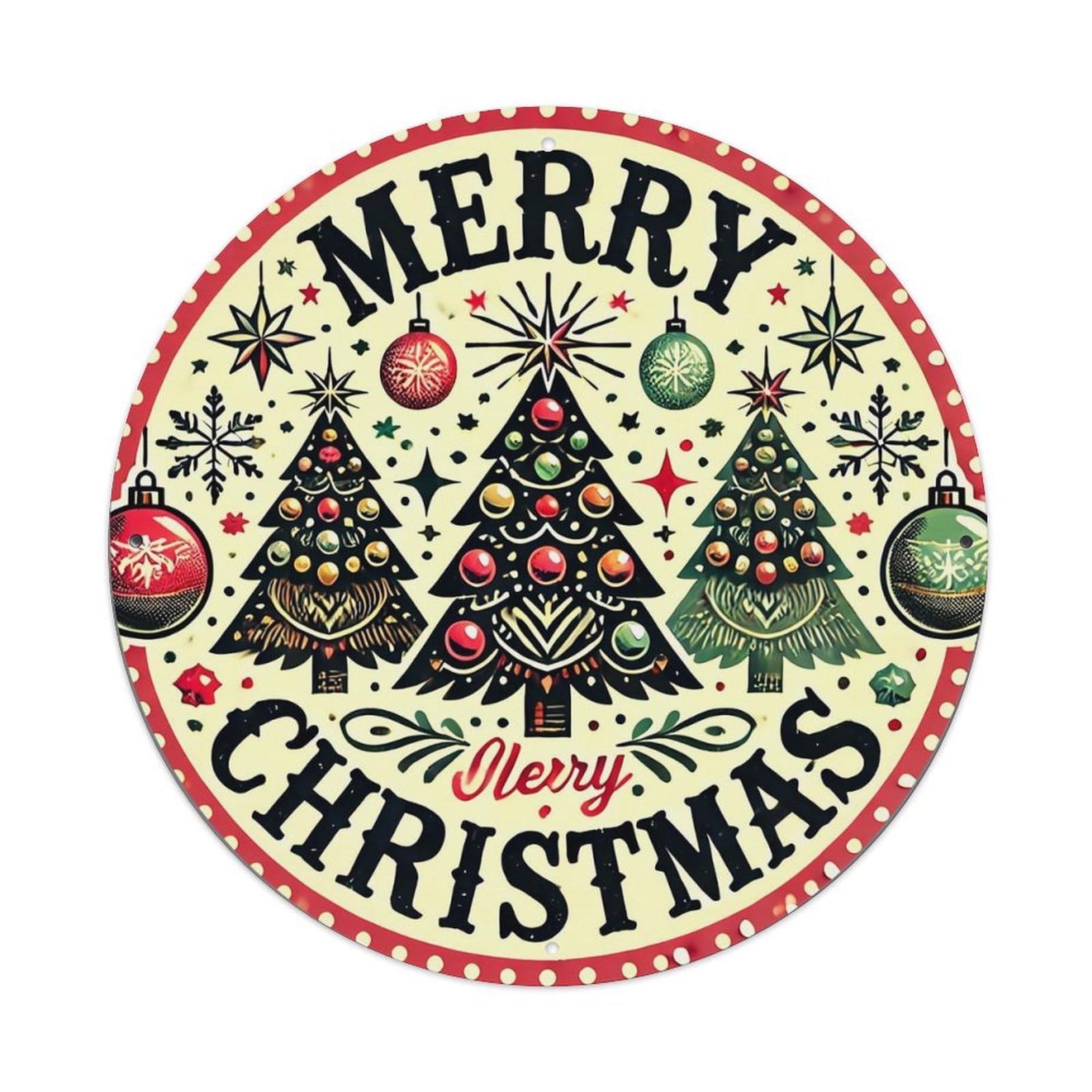Jdyansheng Vintage Merry Christmas Tree Pattern Print Tin Sign Metal Poster Metal Signs For Home Man Cave Bar Cafe Kitchen Laundry Room Wall Decorations 8X8 Inches
