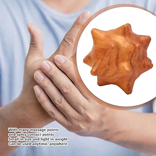 Miniatura 3 de Yinhing 2 bolas de ejercicio de mano de madera, bola de masaje de mano de madera para palma relajante, bolas de masaje de acupuntura texturizadas