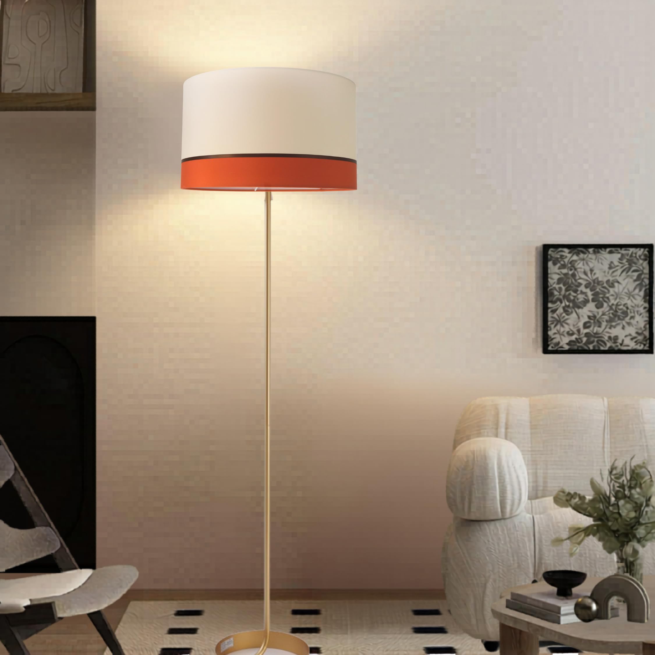 Zweifarbiger Lampenschirm Terracotta 40 cm aus Stoff, E27 & E14 | Für Tischlampen, Stehleuchten und Pendelleuchten. Elegantes zweifarbiges Design mit zeitlosem Charakter.