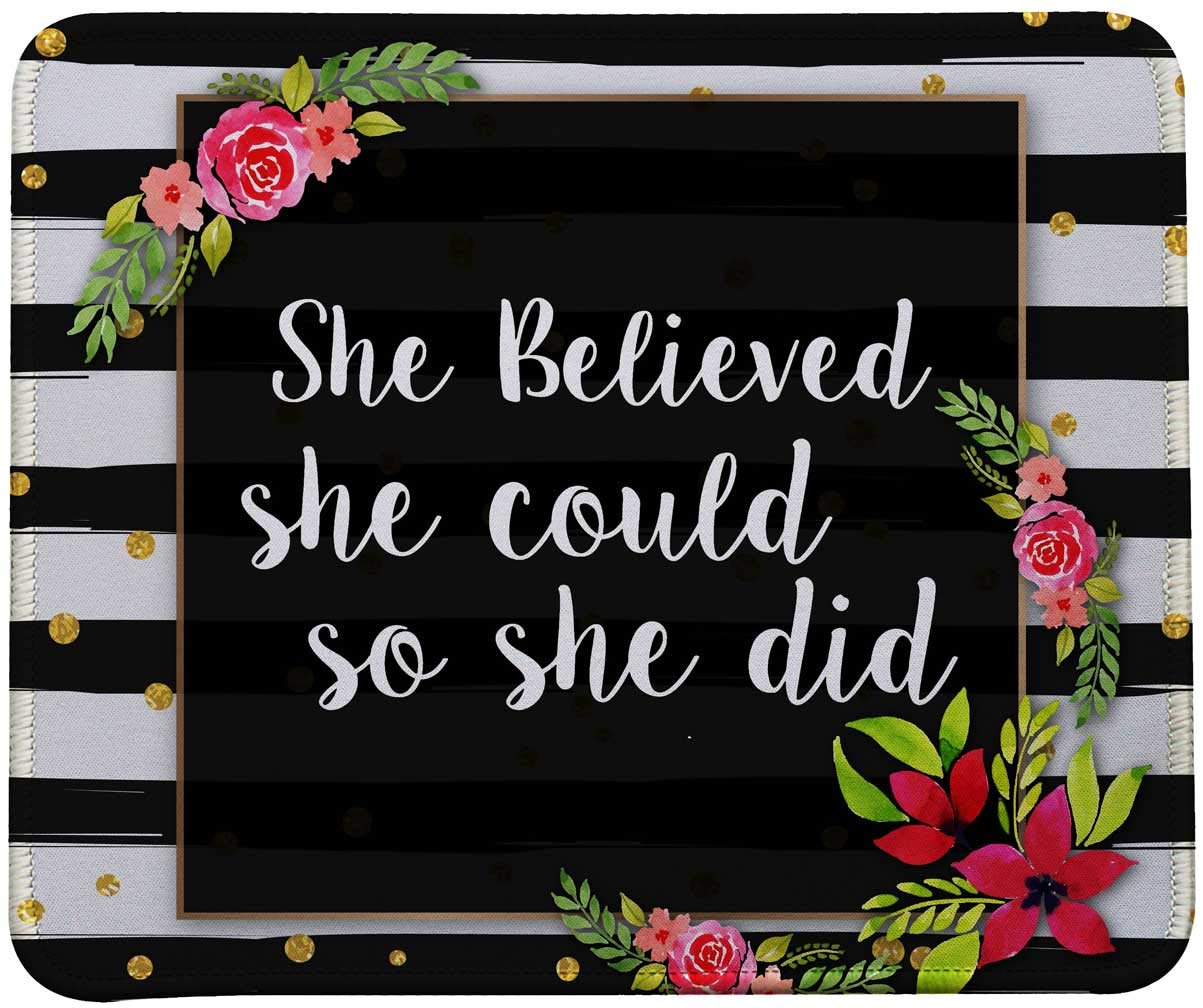 VIVIPOWInspirational Quote Mouse Pad,She Believed she Could so she did Inspirational Mouse Pad