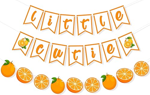 Uniwish Cartel de arpillera para decoración de baby shower, guirnalda naranja, cítricos, temática naranja, decoración de fiesta de cumpleaños,