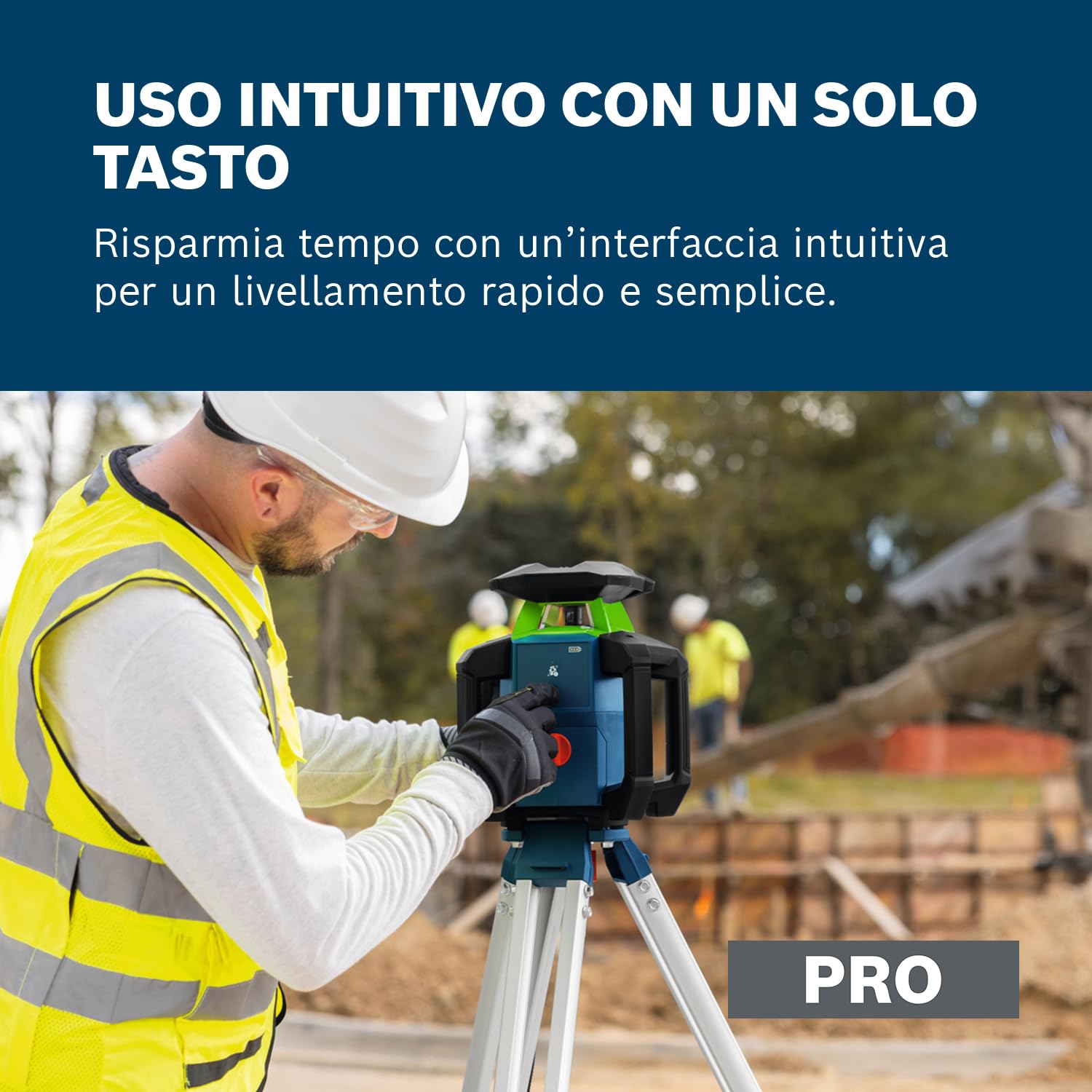 Bosch Livella Laser Rotante PRO GRL18V-3-31G (laser verde, protezione IP66, doppia alimentazione, +/- 1,5 mm di precisione a 30 m, LR3-2 + staffa, BA 18-C, L-BOXX 374)