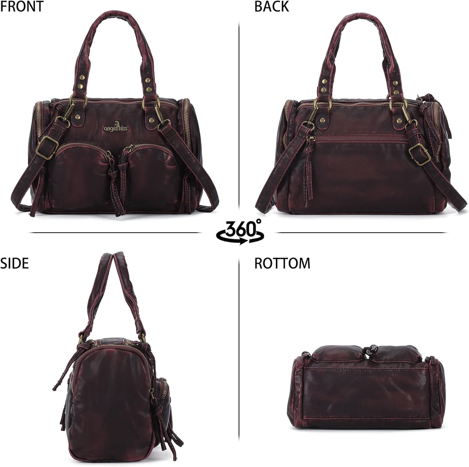 Anglekiss Small Hobo Crossbody Bags for Women Satchel Shoulder Purses and Handbags Soft Vegan Leather Hobo Purses for Women - Image 7