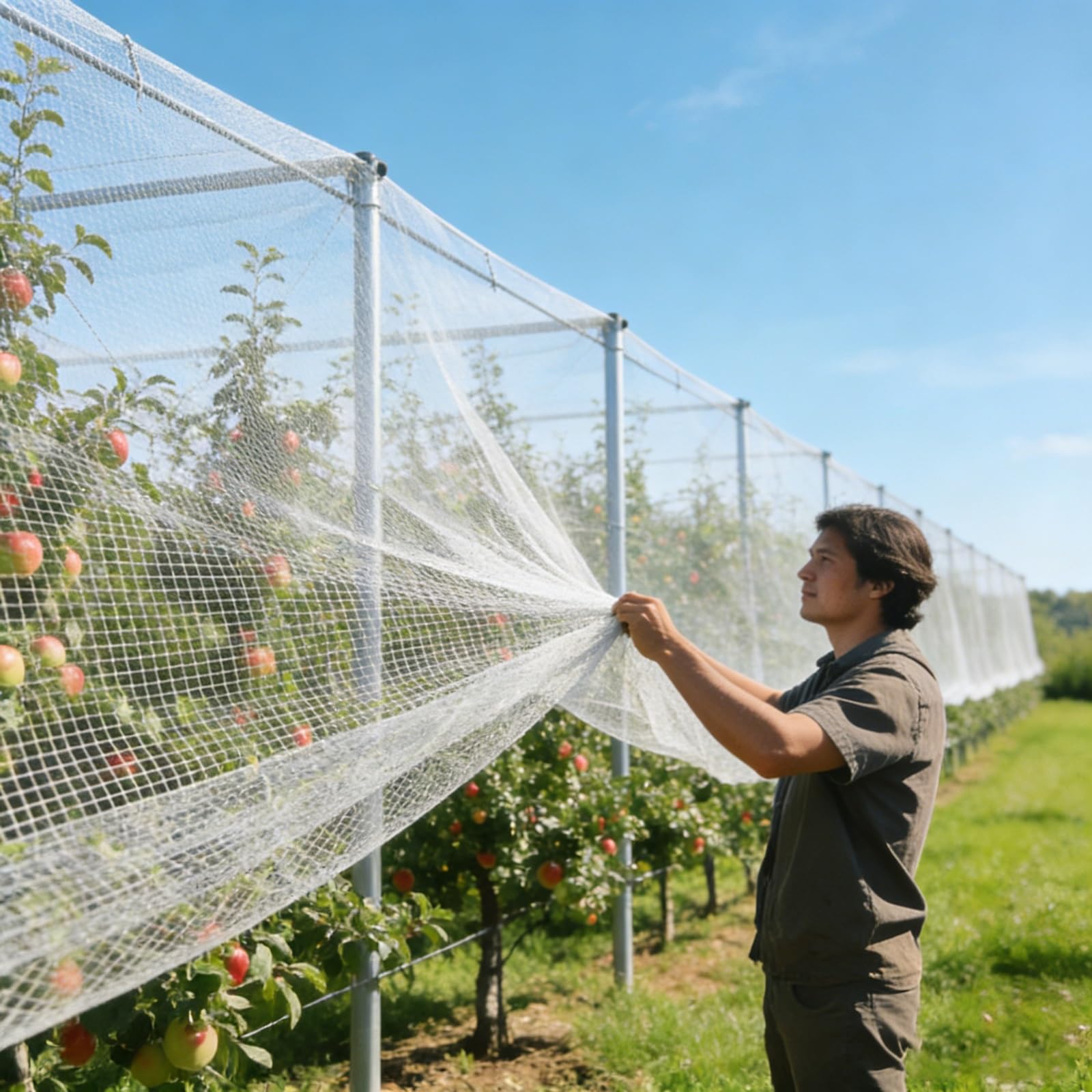 Malla Protectora antigranizo de 0,5 cm de Grosor para árboles frutales y huertos. Resistente a desgarros. Protección para Plantas y Gatos. Multiusos (6x50 m).