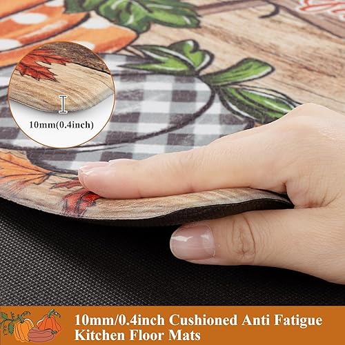 Miniatura 7 de U'Artlines Tapete de cocina de otoño, antifatiga, acolchado, cómodo, tapete de escritorio de pie, tapete de cocina de calabaza colorida para piso,