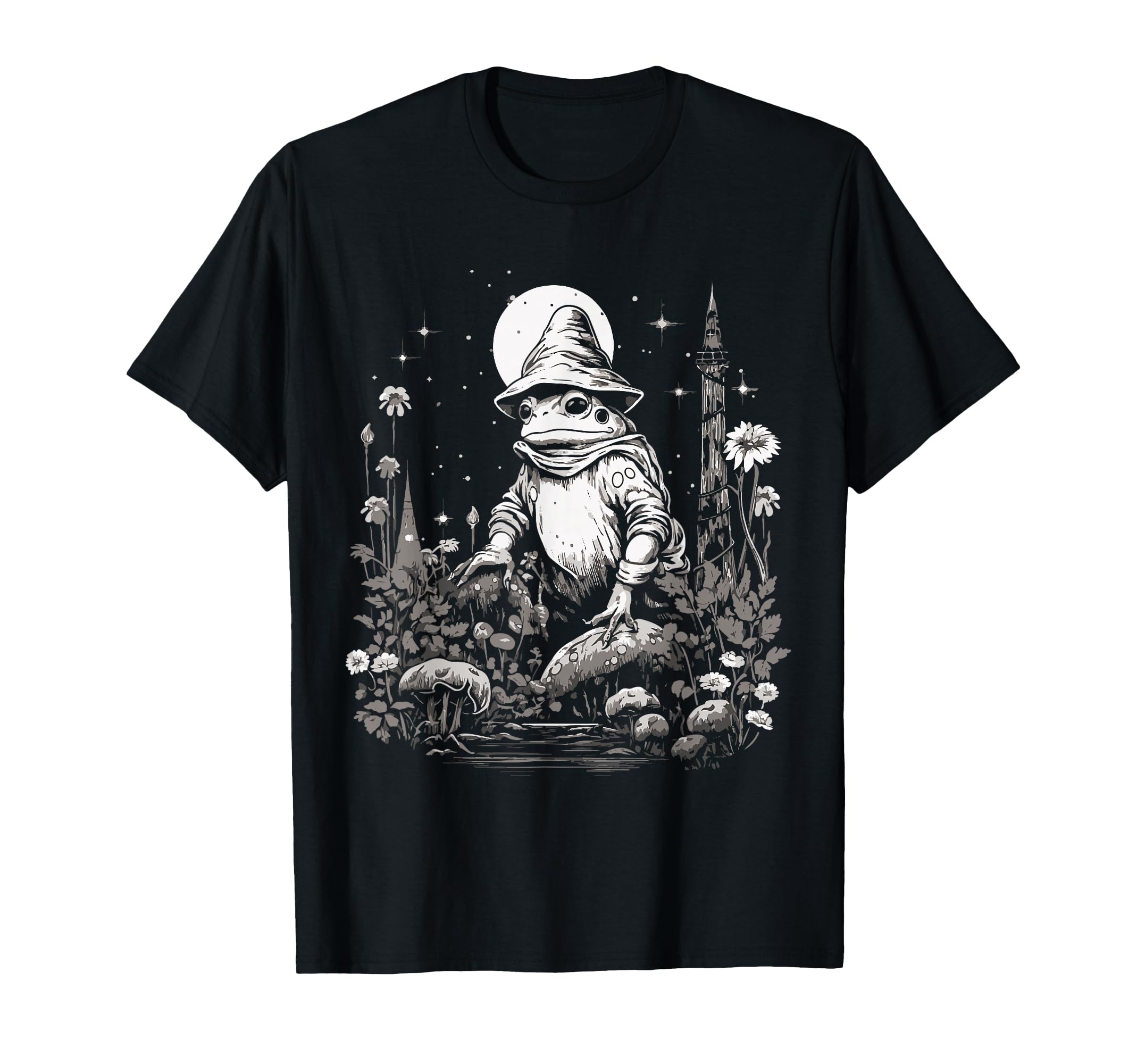Funny Frog Wizard Cottagecore Mushroom T-Shirt