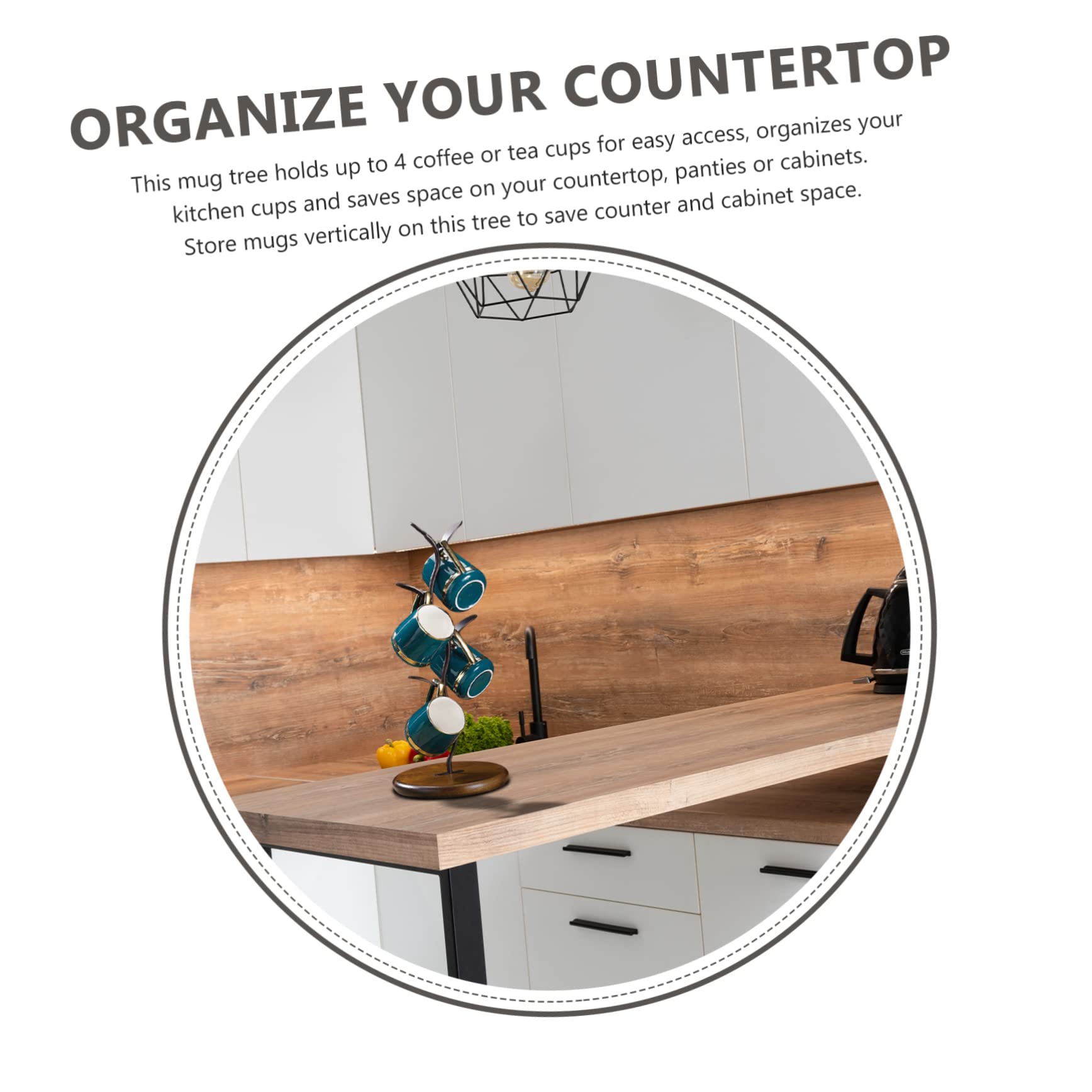 TOPBATHY Portavasos de Café en Forma de Árbol de Madera E Hierro | Estilo Americano Rústico, Acabado Resistente y Ventilado, para Cocina Doméstica Restaurante