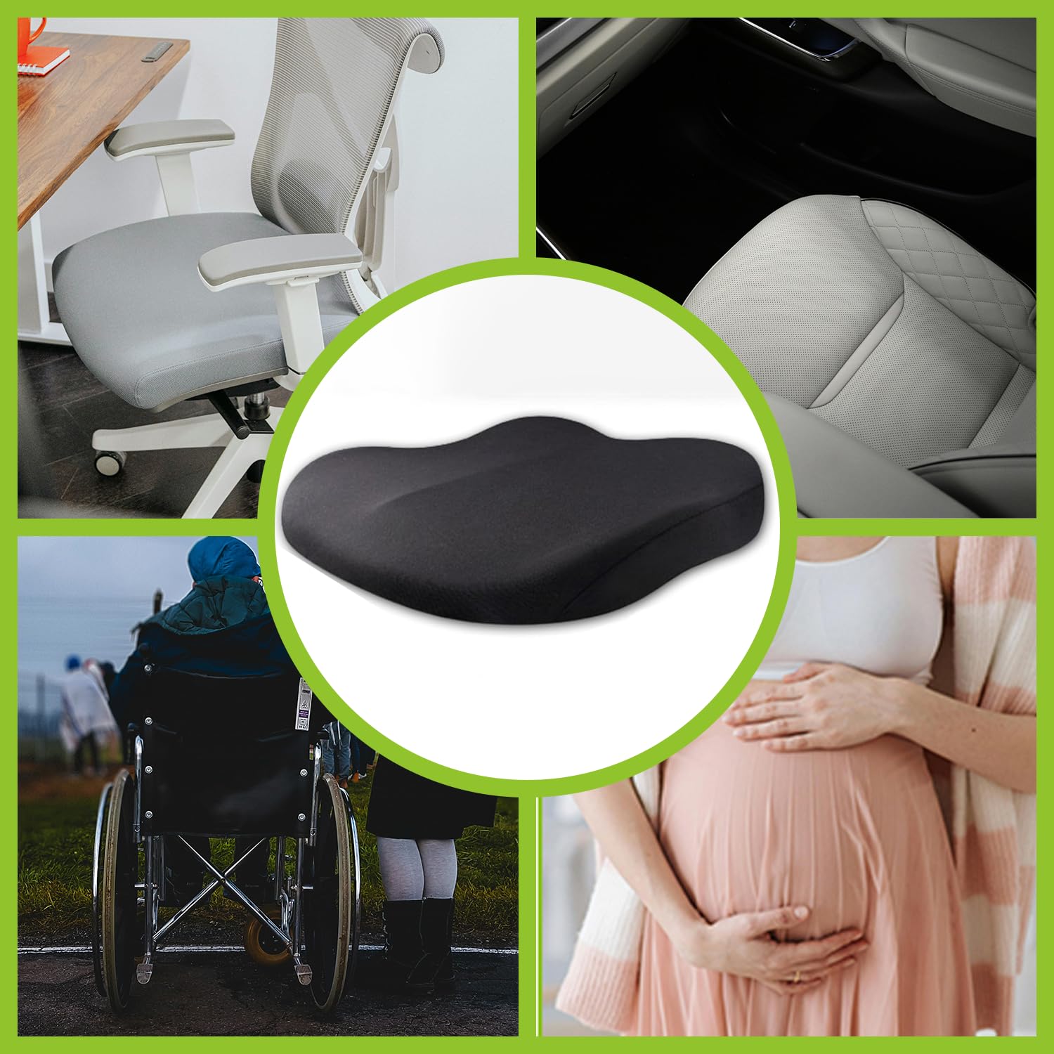 Cuscino per Sedile Auto, Cuscino in Memory Foam per Sedile Auto per Adulti, Cuscini per Sedile Auto per Guida, Cuscino per Sedile Auto Morbido e Confortevole per Altezza, Sedile Auto per