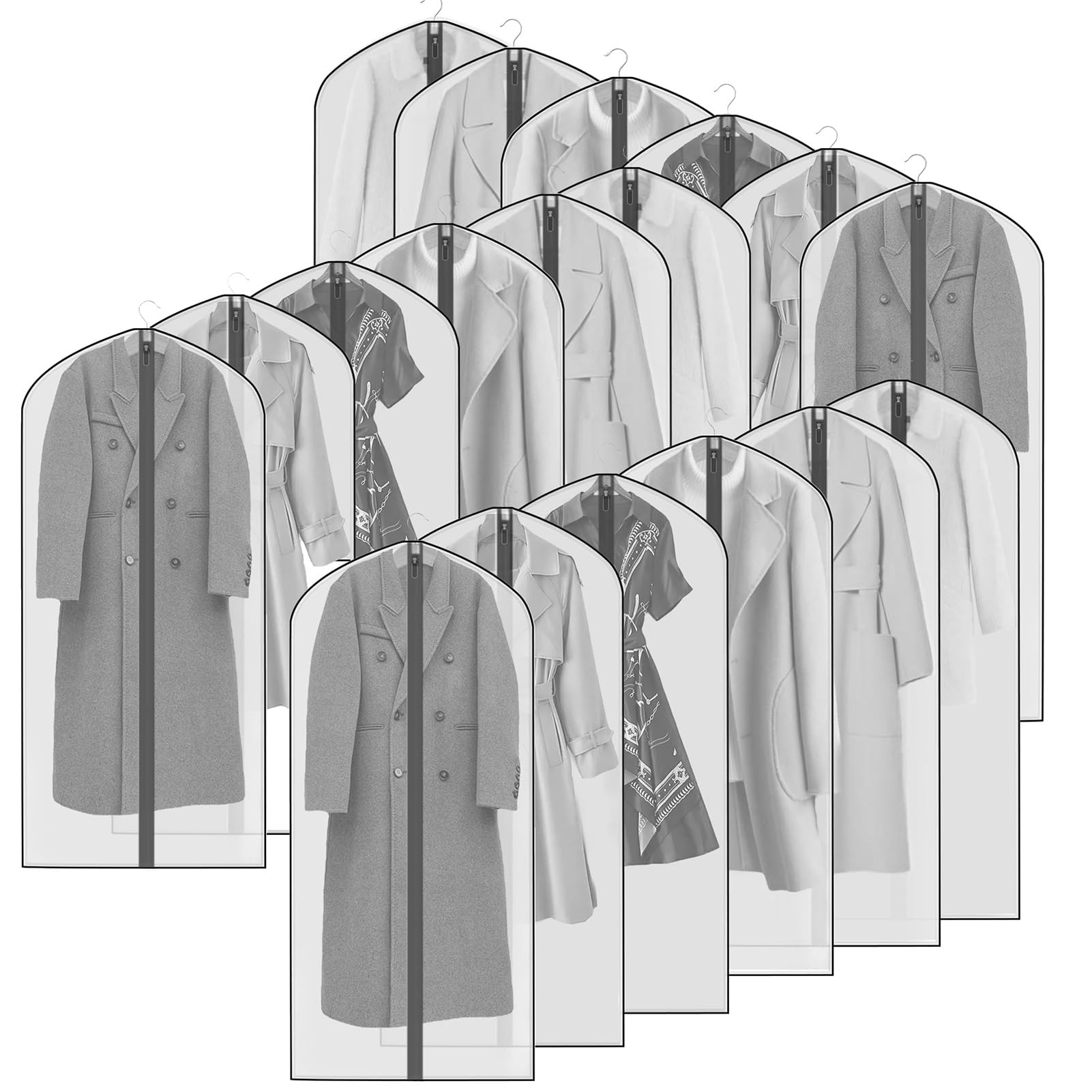 Custodia Porta Abiti, Copriabiti da Armadio 60×120cm, Trasparenti, con Cerniera, Custodie per Giacca, Camicie, Gonne