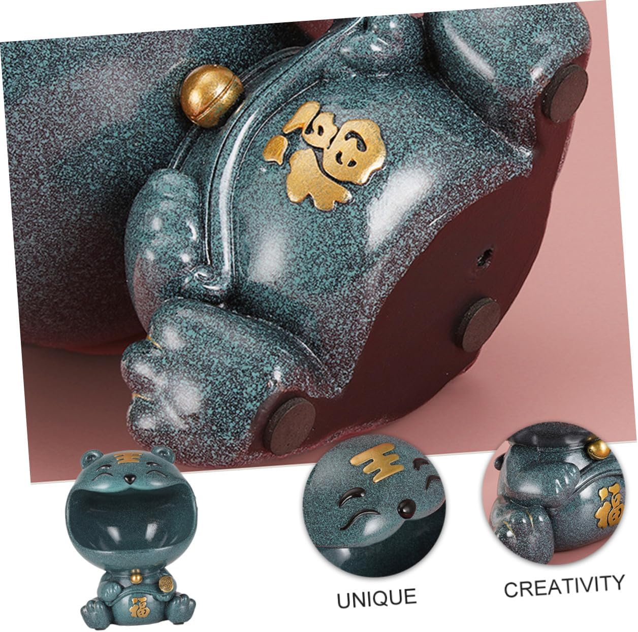 Homoyoyo Tiger Shape Key Storage Ornament Blue, Lovely Desktop Home Adornment Container, Modern Entryway Sundry Organizer for Living Room and Wedding
