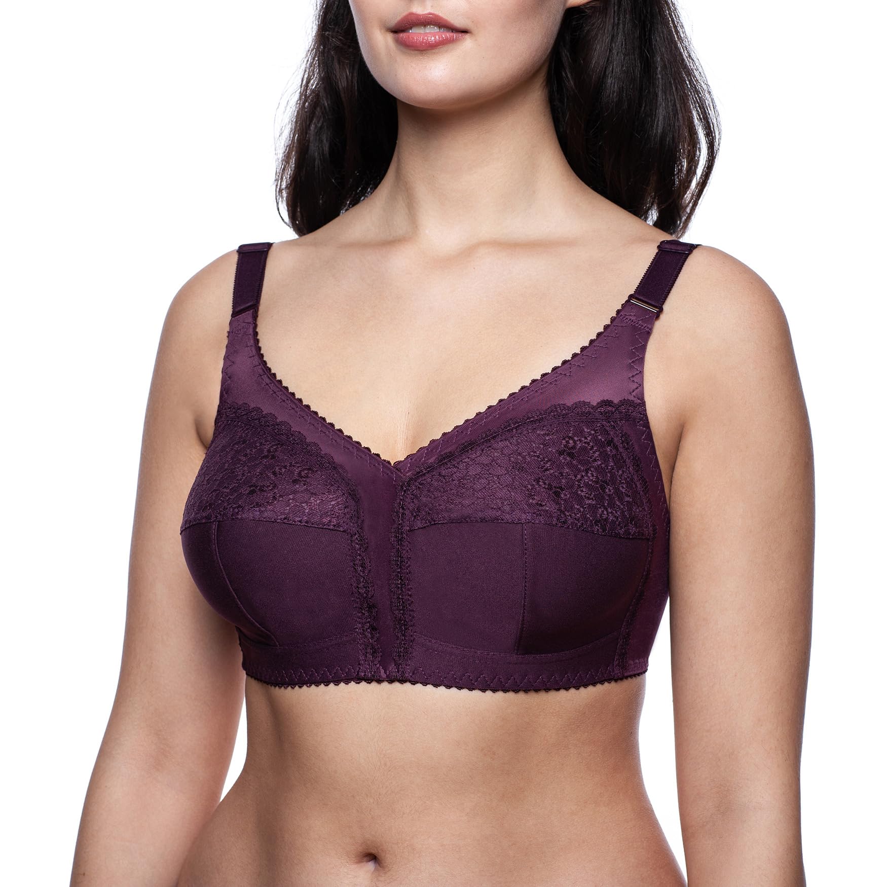 Frugue Women's Purple Non Wired Bra Wireless Minimizer Full Coverage Support 46 Dd