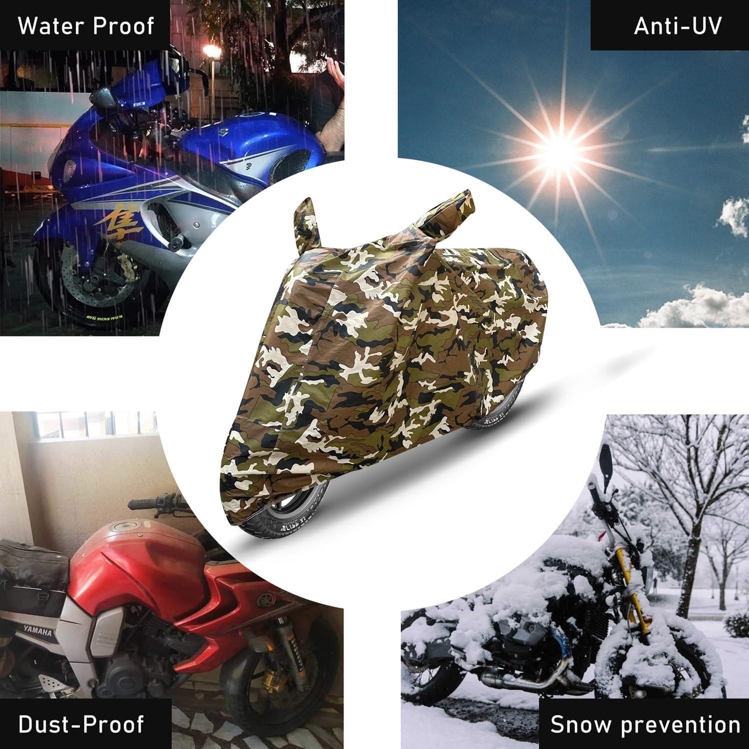 Aksmit 100% Waterproof Bike Cover UV Protection & Dustproof Universal Bike Body Cover for Two Wheeler Bike Scooter Scooty (Jungleprint, Pack of 1) 3