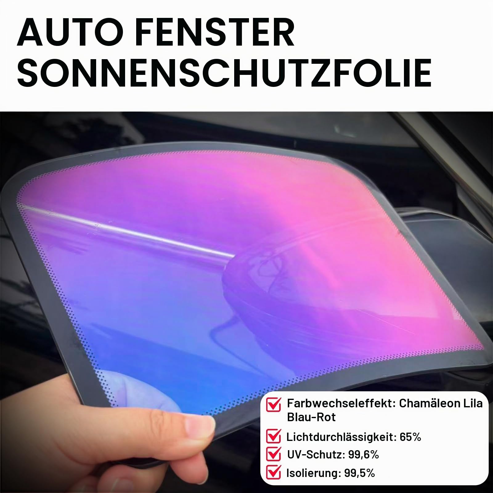 75x300cm Auto Tönungsfolie 65% VLT Rot - Lila Chamäleon Glas-Tönungsfolie Fenster, Sonnenschutz scheibentönungsfolie Auto für Frontscheiben