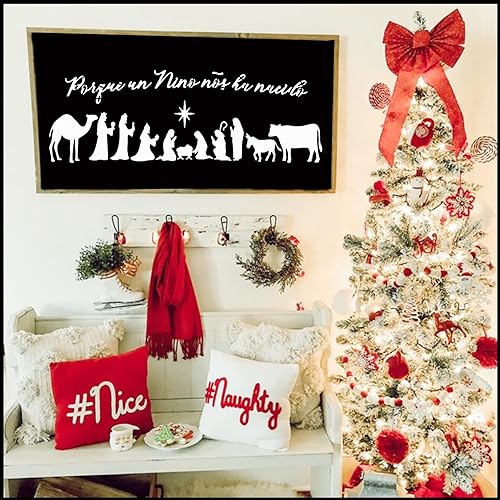 Miniatura 4 de 12 plantillas de Navidad para pintar en letreros de madera para porche, plantillas de Navidad de gran creencia, plantillas de pintura de pesebre