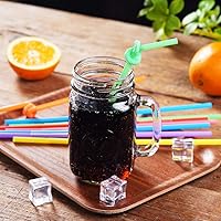 Vista 6 de 100 popotes flexibles largos de plástico coloridos. (0.23 pulgadas de diámetro y 10.2 pulgadas de largo)