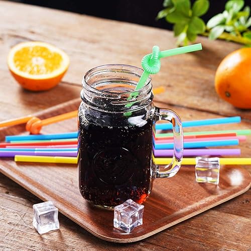 Miniatura 6 de 100 pajitas largas y flexibles de plástico colorido 023 pulgadas de diámetro y 102 pulgadas de largo