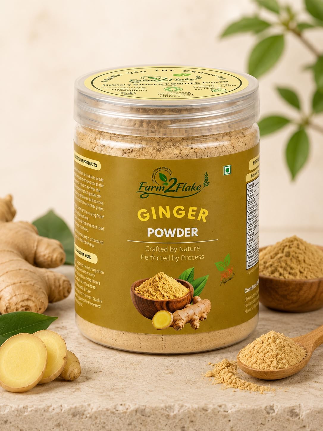 Farm2Flake Ginger Powder 100% Pure Dehydrated, 100g | No Preservatives, Natural & Aromatic, Supports Digestion, Rich in Antioxidants, Made in India-image-6
